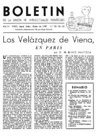Boletín de la Unión de Intelectuales Españoles. Año IV, núm. 33-34-35, agosto-septiembre-octubre 1947 | Biblioteca Virtual Miguel de Cervantes