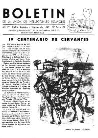 Boletín de la Unión de Intelectuales Españoles. Año IV, núm. 36-37, noviembre-diciembre 1947 | Biblioteca Virtual Miguel de Cervantes