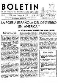 Boletín de la Unión de Intelectuales Españoles. Año V, núm. 38-39, enero-febrero 1948 | Biblioteca Virtual Miguel de Cervantes