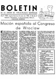Boletín de la Unión de Intelectuales Españoles. Año V, núm. 45-46-47, agosto-septiembre-octubre 1948 | Biblioteca Virtual Miguel de Cervantes