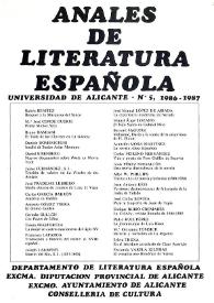 Anales de Literatura Española. Núm. 5, 1986-1987 | Biblioteca Virtual Miguel de Cervantes