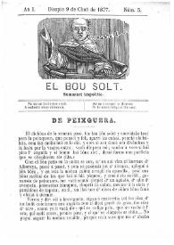 El Bou Solt : semanari impolític. Añ I, núm. 5 (Disapte 9 de Chuñ de 1877) [sic] | Biblioteca Virtual Miguel de Cervantes
