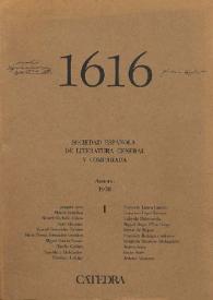 1616 : Anuario de la Sociedad Española de Literatura General y Comparada. Anuario I, 1978