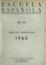 Escuela española. Año XX, Índice general de 1960