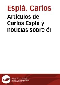 Artículos de Carlos Esplá y noticias sobre él | Biblioteca Virtual Miguel de Cervantes