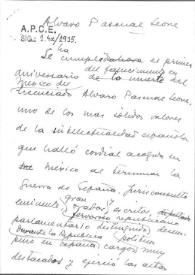 Alvaro Pascual Leone. Autógrafo | Biblioteca Virtual Miguel de Cervantes
