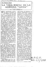 La vida breve de la agencia "Anta" | Biblioteca Virtual Miguel de Cervantes