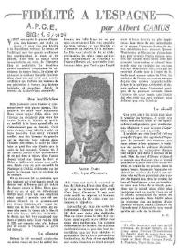 Fidélité a L'Espagne / par Albert Camus | Biblioteca Virtual Miguel de Cervantes