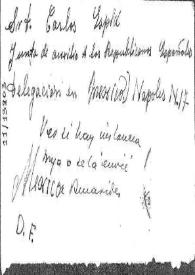 Sobre de la carta de Tomás Yuste dirigida a Carlos Esplá. San Cristóbal, República Dominicana, 10 Septiembre 1941 | Biblioteca Virtual Miguel de Cervantes