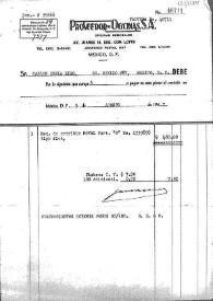 Talonario del Proveedor de Oficinas S.A. para Carlos Esplá Rizo. México, 5 de agosto de 1947 | Biblioteca Virtual Miguel de Cervantes