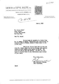 Carta dirigida a Carlos Esplá de "Lewis&Thos Saltz, Inc" (Importers&Retailers of Gentlemen's Fine Apparel), 4 de junio de 1956; Respuesta a la carta | Biblioteca Virtual Miguel de Cervantes