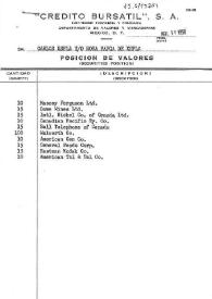 Listado de posición de valores de "Crédito Bursátil", S.A. (Institución Financiera y Fiduciaria) a Carlos Esplá y/o Rosa Fargá de Esplá, 31 de agosto de 1958 | Biblioteca Virtual Miguel de Cervantes