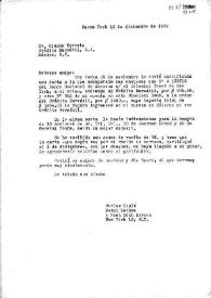 Carta de Carlos Esplá al Sr. Claude Terrein, de "Crédito Bursátil". Nueva York, 12 de diciembre de 1959 | Biblioteca Virtual Miguel de Cervantes