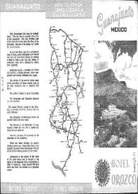 Folleto explicativo del "Hotel Orozco", incluyendo una guía o mapa sobre cómo llegar al Hotel en Guanajuato (México), 7 de febrero de 1965 | Biblioteca Virtual Miguel de Cervantes