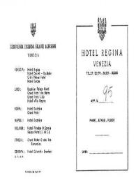 Folleto con información del "Hotel Regina", en Venecia, agosto 1958 | Biblioteca Virtual Miguel de Cervantes