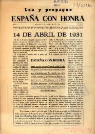 España con Honra.  Año I, número 5, 14 de abril de 1942 | Biblioteca Virtual Miguel de Cervantes