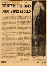 Rubinstein o el genio como espectáculo | Biblioteca Virtual Miguel de Cervantes