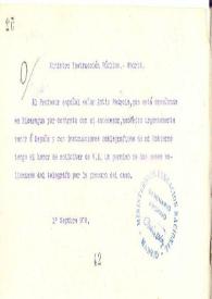 Telegrama de Rubén Darío a Ministro de Instrucción Pública | Biblioteca Virtual Miguel de Cervantes