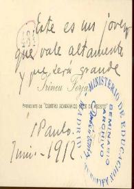 Tarjeta de presentación con nota manuscrita | Biblioteca Virtual Miguel de Cervantes