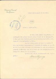 Carta mecanografiada con firma manuscrita y membrete de la Dirección General de Inmigración | Biblioteca Virtual Miguel de Cervantes