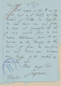 Carta de Lugones, Leopoldo | Biblioteca Virtual Miguel de Cervantes