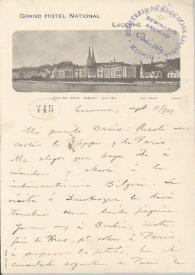 Carta manuscrita con membrete "Grand Hotel National Lucerne" y grabado. | Biblioteca Virtual Miguel de Cervantes