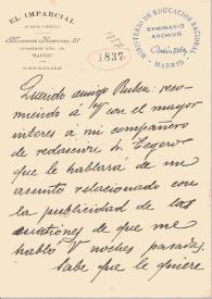 Carta de López Ballesteros, Luis | Biblioteca Virtual Miguel de Cervantes