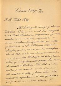 Carta de M. Macías a F. Fita comunicándole que Matías Rodríguez le ha envíado noticias y copia de una nueva inscripción de Astorga. Macías le adjunta a Fita la copia. No está junto con la carta. Sobre la inscripción de Persius (Astorga) envíada por Dessau / Cabildo de Astorga | Biblioteca Virtual Miguel de Cervantes