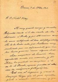 Carta de M. Macías a F. Fita sobre algunas inscripciones halladas en la muralla de Astorga. Le remite tres fotografías y dos dibujos. / Ayuntamiento de Astorga | Biblioteca Virtual Miguel de Cervantes