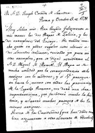 Carta en la que se agradece a José Cornide el envío de dos mapas de Galicia y dos ejemplares del Ensayo. | Biblioteca Virtual Miguel de Cervantes