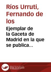 Ejemplar de la Gaceta de Madrid en la que se publica la Ley de Patrimonio Artístico Nacional | Biblioteca Virtual Miguel de Cervantes