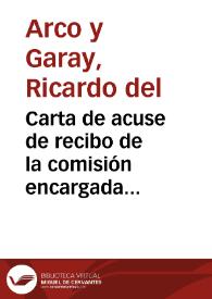 Carta de acuse de recibo de la comisión encargada sobre el derribo de las murallas de Jaca. | Biblioteca Virtual Miguel de Cervantes