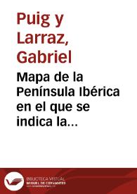 Mapa de la Península Ibérica en el que se indica la distribución geográfica de la radical Cant-. | Biblioteca Virtual Miguel de Cervantes