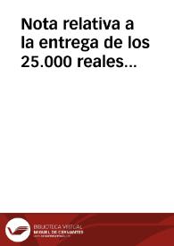 Nota relativa a la entrega de los 25.000 reales destinados a las excavaciones de Numancia. Se solicita también información sobre los presupuestos de este año para ver en qué sección, capítulo y artículo se hallan los 8.000 reales consignados a la Academia para la adjudicación de un premio. | Biblioteca Virtual Miguel de Cervantes