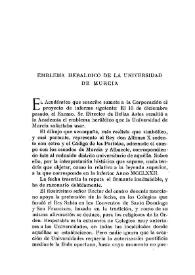 Emblema heráldico de la Universidad de Murcia / El Marqués del Saltillo | Biblioteca Virtual Miguel de Cervantes