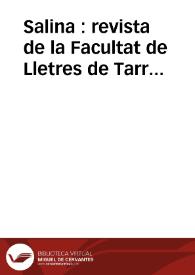 Salina : revista de la Facultat de Lletres de Tarragona | Biblioteca Virtual Miguel de Cervantes