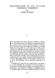 Recuperación de los valores políticos europeos / por George Uscatescu | Biblioteca Virtual Miguel de Cervantes