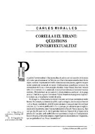 Corella i el Tirant: qüestions d'intertextualitat / Carles Miralles | Biblioteca Virtual Miguel de Cervantes