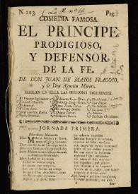 El príncipe prodigioso / de Juan de Matos Fragoso y Agustín Moreto ; edición crítica de Rafael Massanet Rodríguez | Biblioteca Virtual Miguel de Cervantes