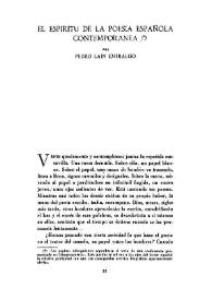 El espíritu de la poesía española contemporánea / por Pedro Laín Entralgo | Biblioteca Virtual Miguel de Cervantes