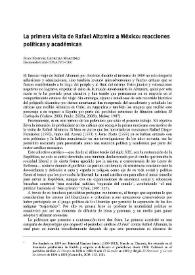 La primera visita de  Rafael Altamira a México  : reacciones políticas y académicas / Juan Manuel Ledezma Martínez | Biblioteca Virtual Miguel de Cervantes