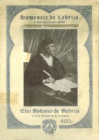 Homenaje de Lebrija a su excelso hijo Elio Antonio de Nebrija, en el IV Centenario de su muerte 1922 | Biblioteca Virtual Miguel de Cervantes