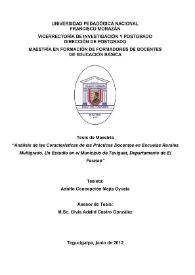 Análisis de las características de las prácticas docentes en escuelas rurales multigrado. Un estudio en el municipio de Texiguat, departamento de El Paraíso | Biblioteca Virtual Miguel de Cervantes