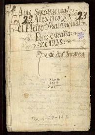 Auto Sacramental Alegorico  : El Pleito Matrimonial / [Pedro Calderón de la Barca] | Biblioteca Virtual Miguel de Cervantes