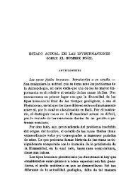 Estado actual de las investigaciones sobre el hombre fósil / José Pérez de Barradas | Biblioteca Virtual Miguel de Cervantes