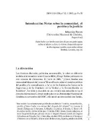 Introducción: Notas sobre la comunidad, el perdón y la justicia / Sebastián Torres | Biblioteca Virtual Miguel de Cervantes