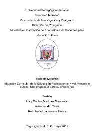 Situación Curricular de la Educación Plástica en el Nivel Primario o Básico: una propuesta para su enseñanza / Lucy Ondina Martínez Solórzano | Biblioteca Virtual Miguel de Cervantes