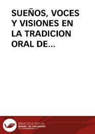SUEÑOS, VOCES Y VISIONES EN LA TRADICION ORAL DE MADRID (Parte II) / Gutierrez Barajas, María José | Biblioteca Virtual Miguel de Cervantes