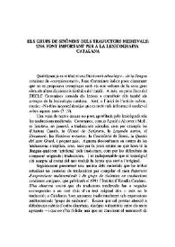Els grups de sinònims dels traductors medievals: una font important per a la lexicografia catalana / Curt Wittlin | Biblioteca Virtual Miguel de Cervantes