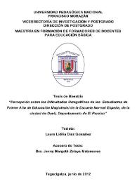 Percepción sobre las Dificultades Ortográficas de los Estudiantes de Primer Año de Educación Magisterial de la Escuela Normal España, de la Ciudad de Danlí, Departamento de El Paraíso / Laura Lidilia Díaz González | Biblioteca Virtual Miguel de Cervantes